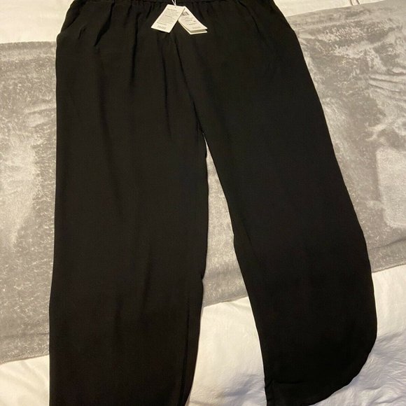 EILEEN FISHER Petite Silk Georgette Ankle Pants M - Picture 3 of 4